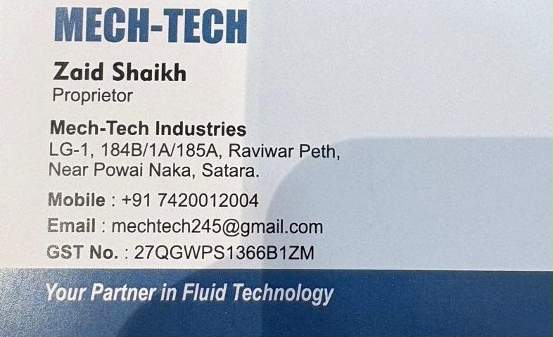 Mech-Tech Industries Visiting Card - Zaid Shaikh